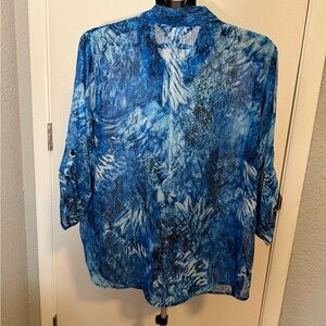 BonWorth Blue Abstract Women's Blouse